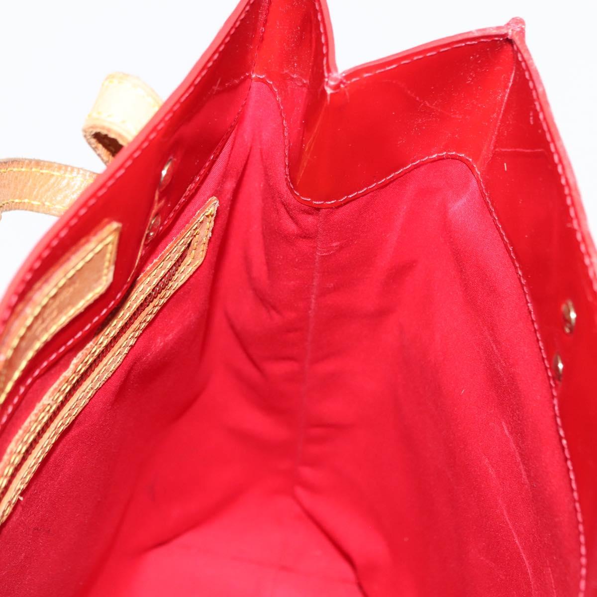 LOUIS VUITTON Monogram Vernis Reade MM Hand Bag Red Rouge M91086 LV Auth 152096