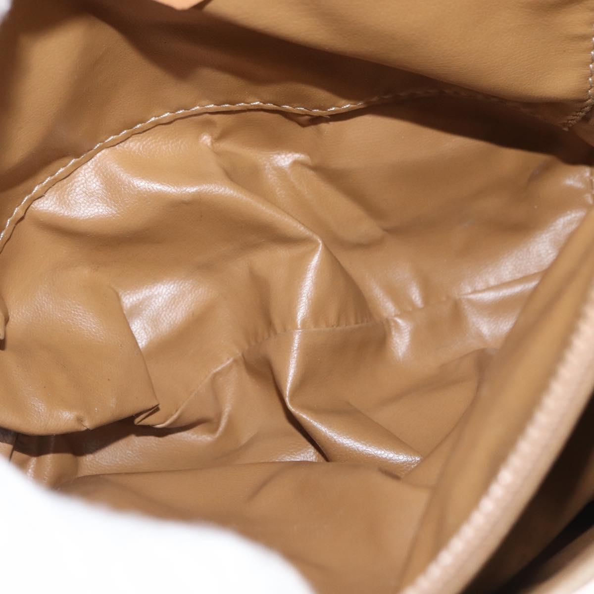 CELINE Macadam Canvas Shoulder Bag PVC Beige Gold Auth 152108