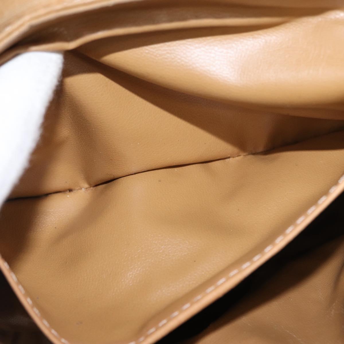 CELINE Macadam Canvas Shoulder Bag PVC Beige Gold Auth 152108