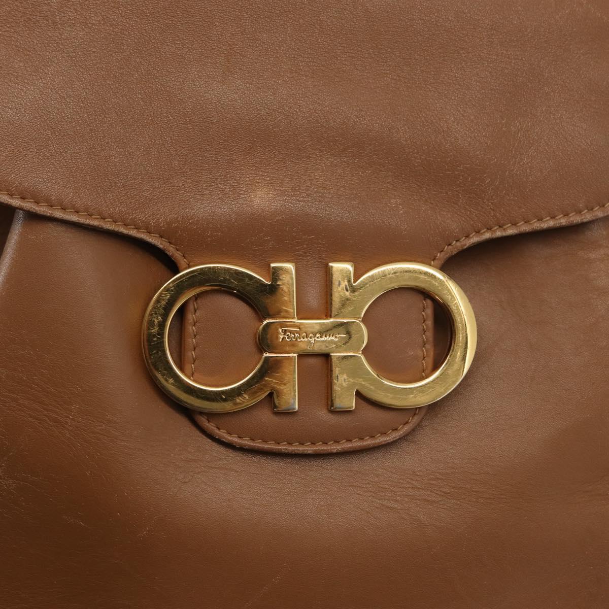 Salvatore Ferragamo Backpack Leather Beige Gold Auth 152109