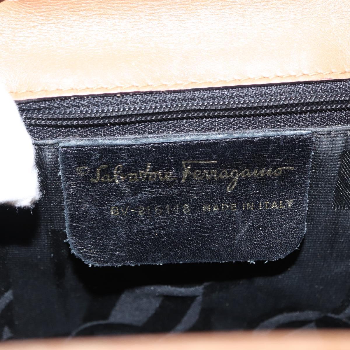 Salvatore Ferragamo Backpack Leather Beige Gold Auth 152109