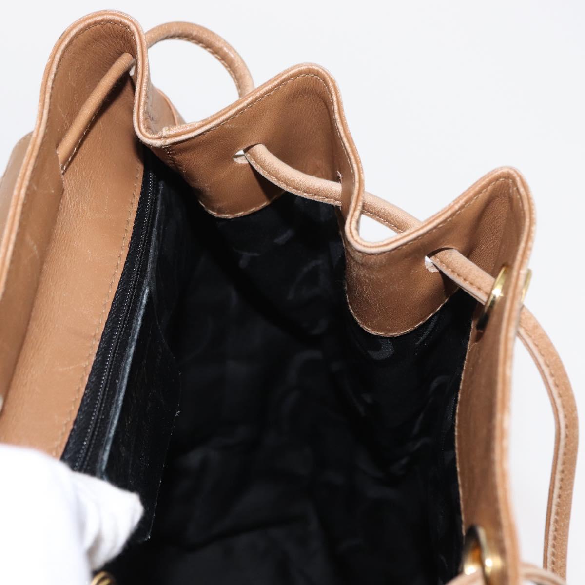 Salvatore Ferragamo Backpack Leather Beige Gold Auth 152109