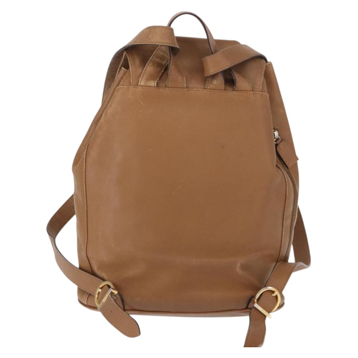 Salvatore Ferragamo Backpack Leather Beige Gold Auth 152109