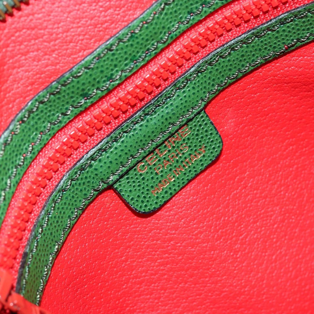 CELINE Shoulder Bag Leather Green Gold Auth 152110