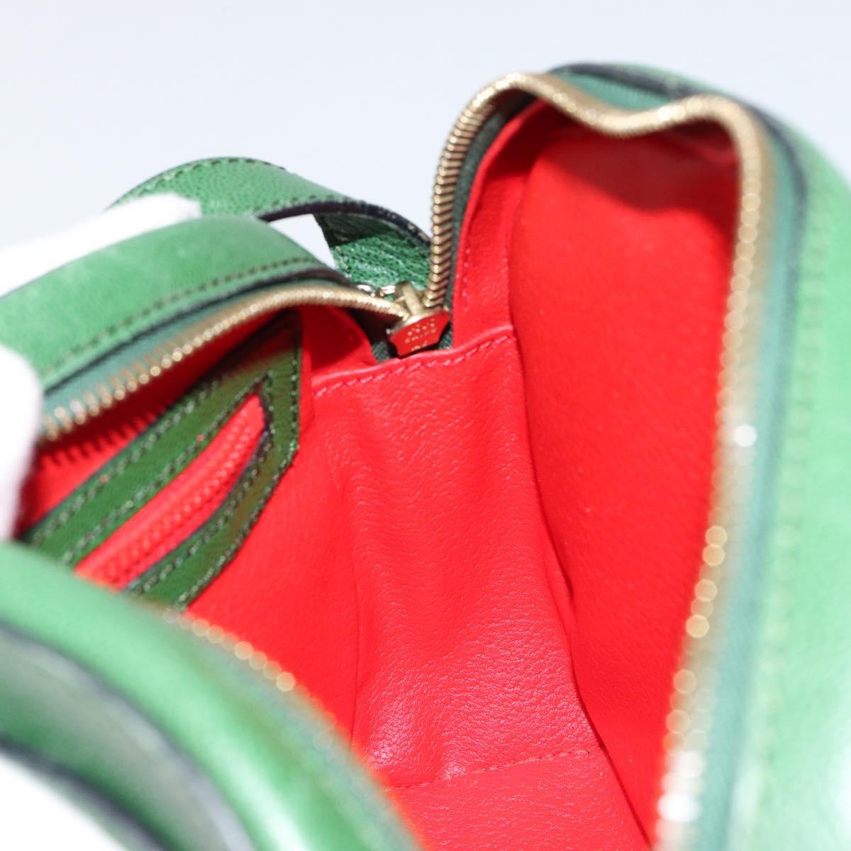 CELINE Shoulder Bag Leather Green Gold Auth 152110