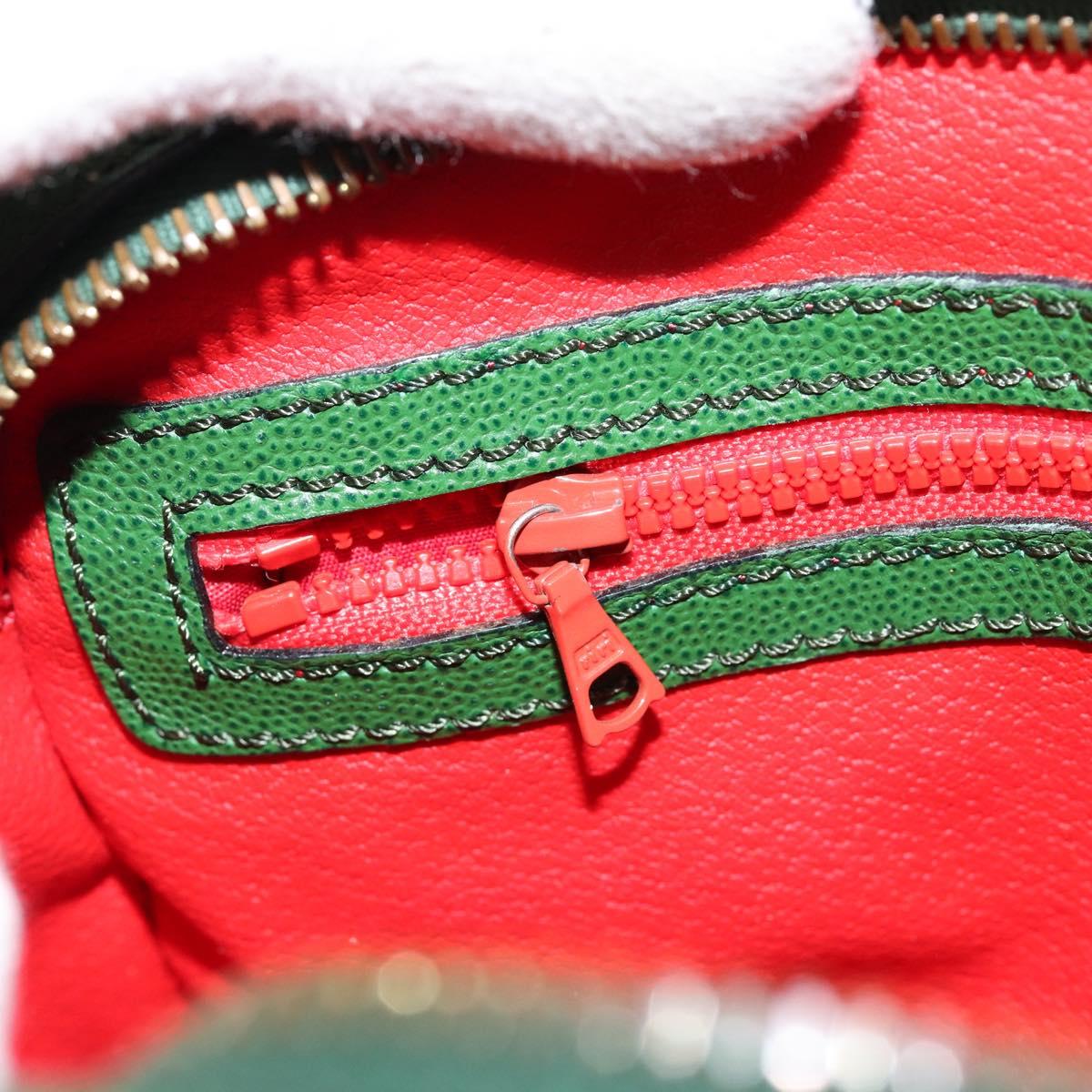 CELINE Shoulder Bag Leather Green Gold Auth 152110