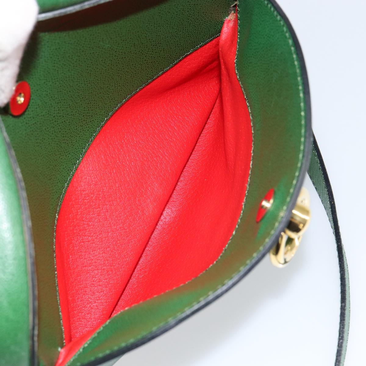 CELINE Shoulder Bag Leather Green Gold Auth 152110