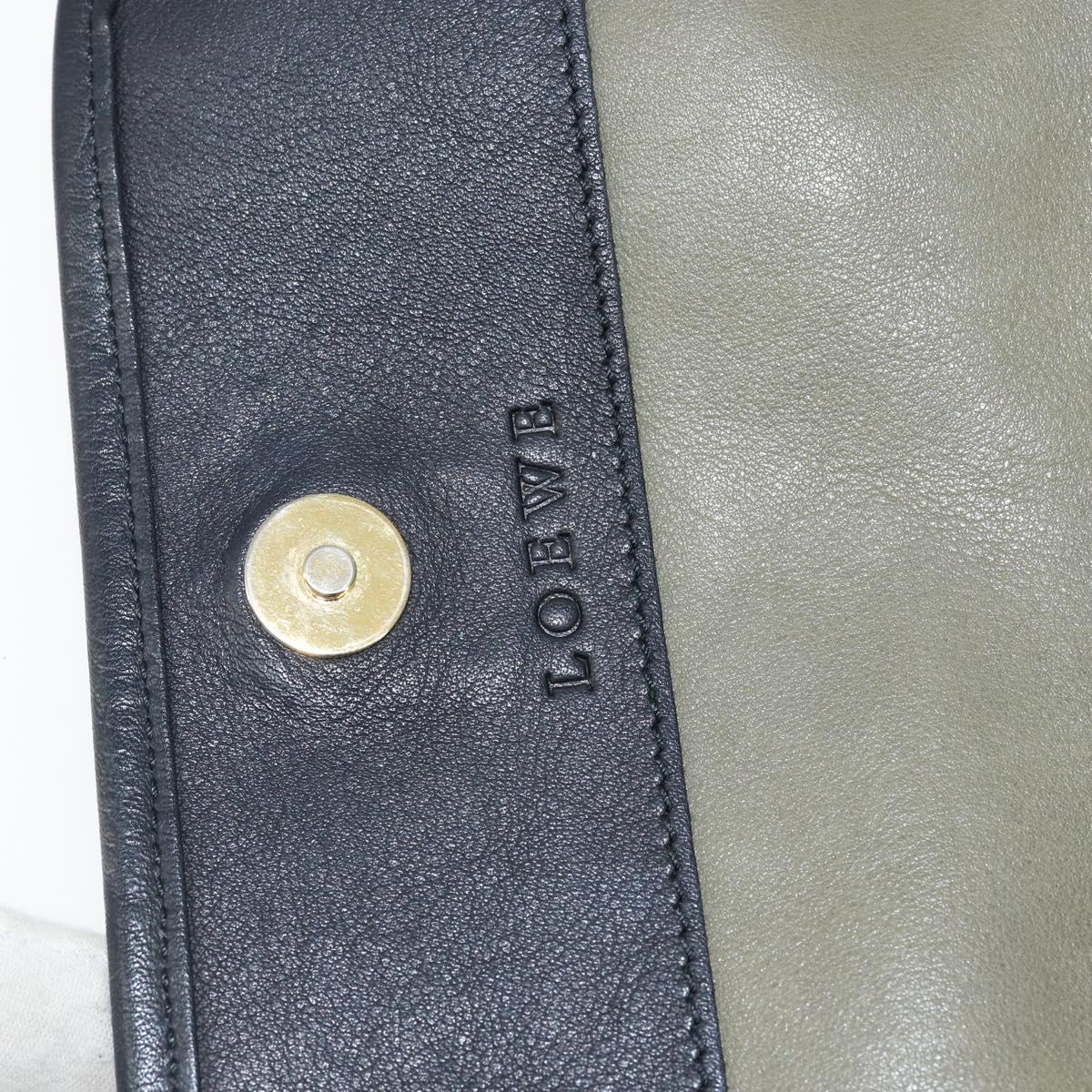 LOEWE Anagram Shoulder Bag Suede Leather Gray Gold Auth 152120