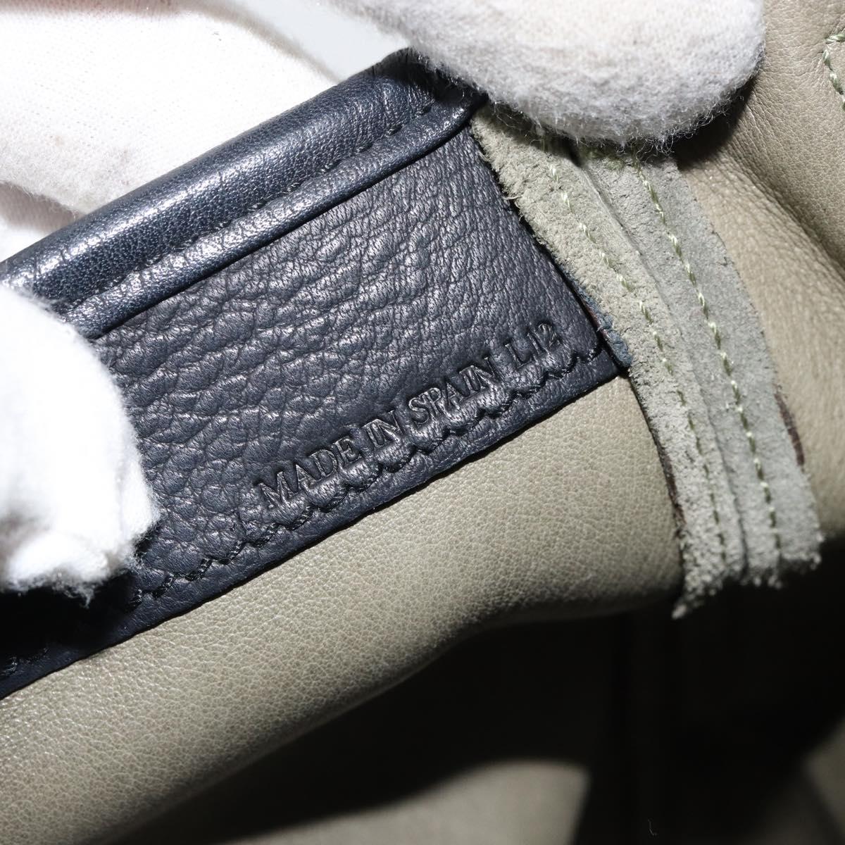 LOEWE Anagram Shoulder Bag Suede Leather Gray Gold Auth 152120