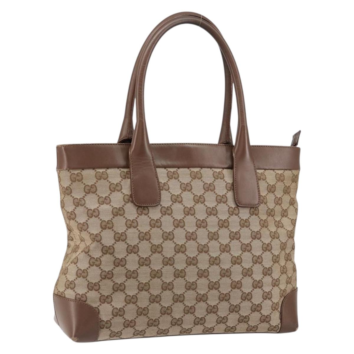 GUCCI GG Canvas Tote Bag Beige Silver 002 1119 Auth 152134