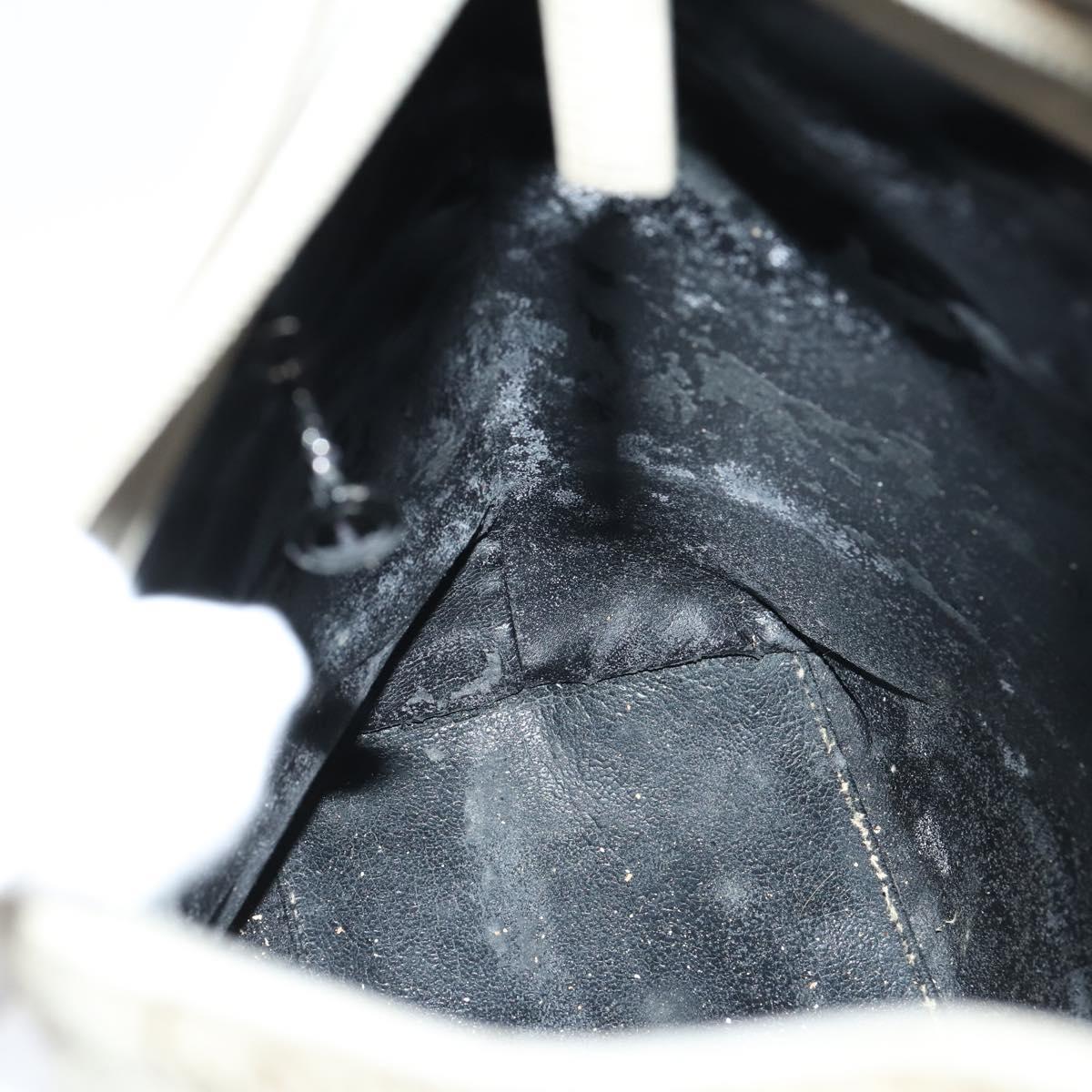 GUCCI Bamboo GG Canvas Hand Bag Suede Beige Silver 001 1705 3006 Auth 152147