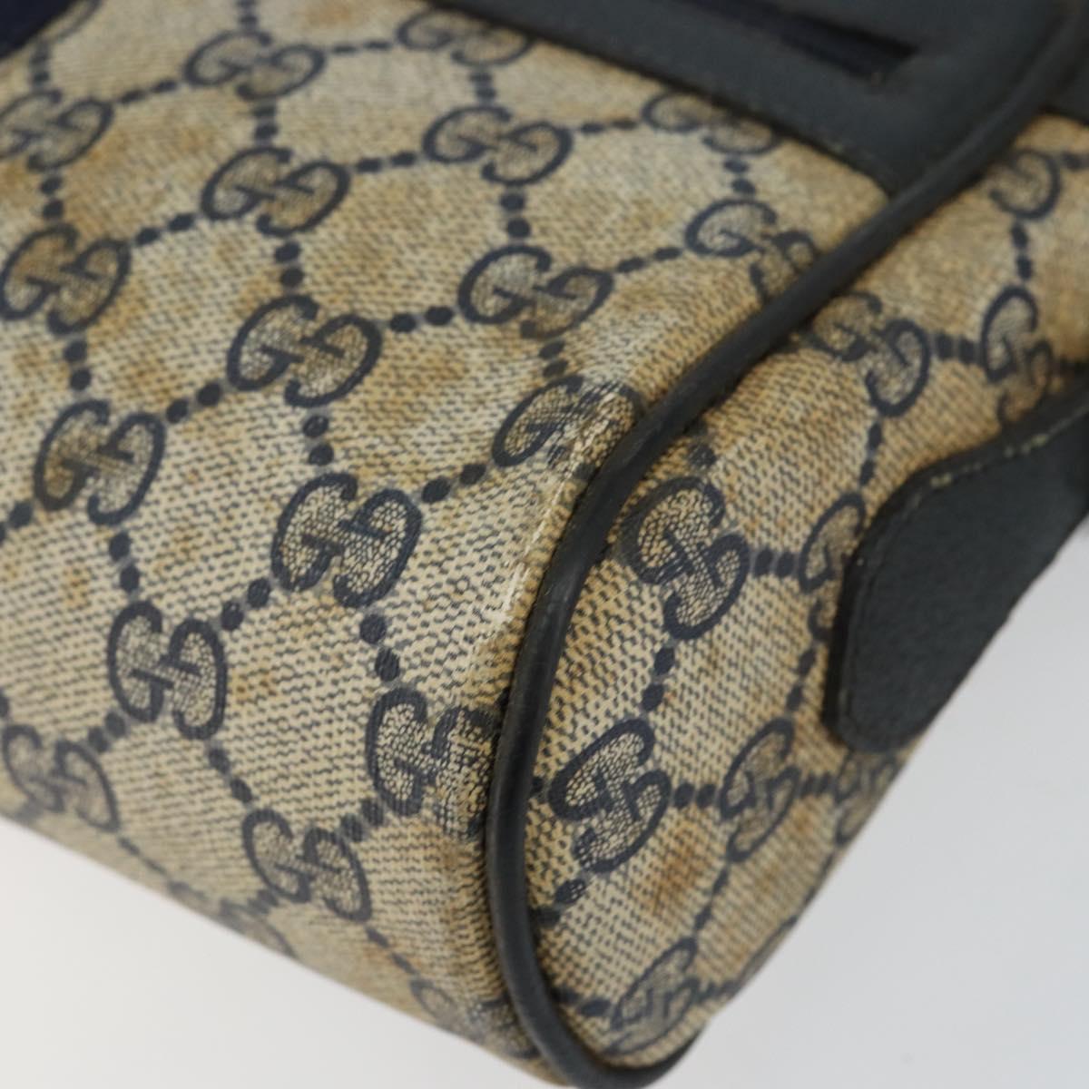 GUCCI GG Supreme Sherry Line Shoulder Bag PVC Navy Gold 68 02 004 Auth 152148