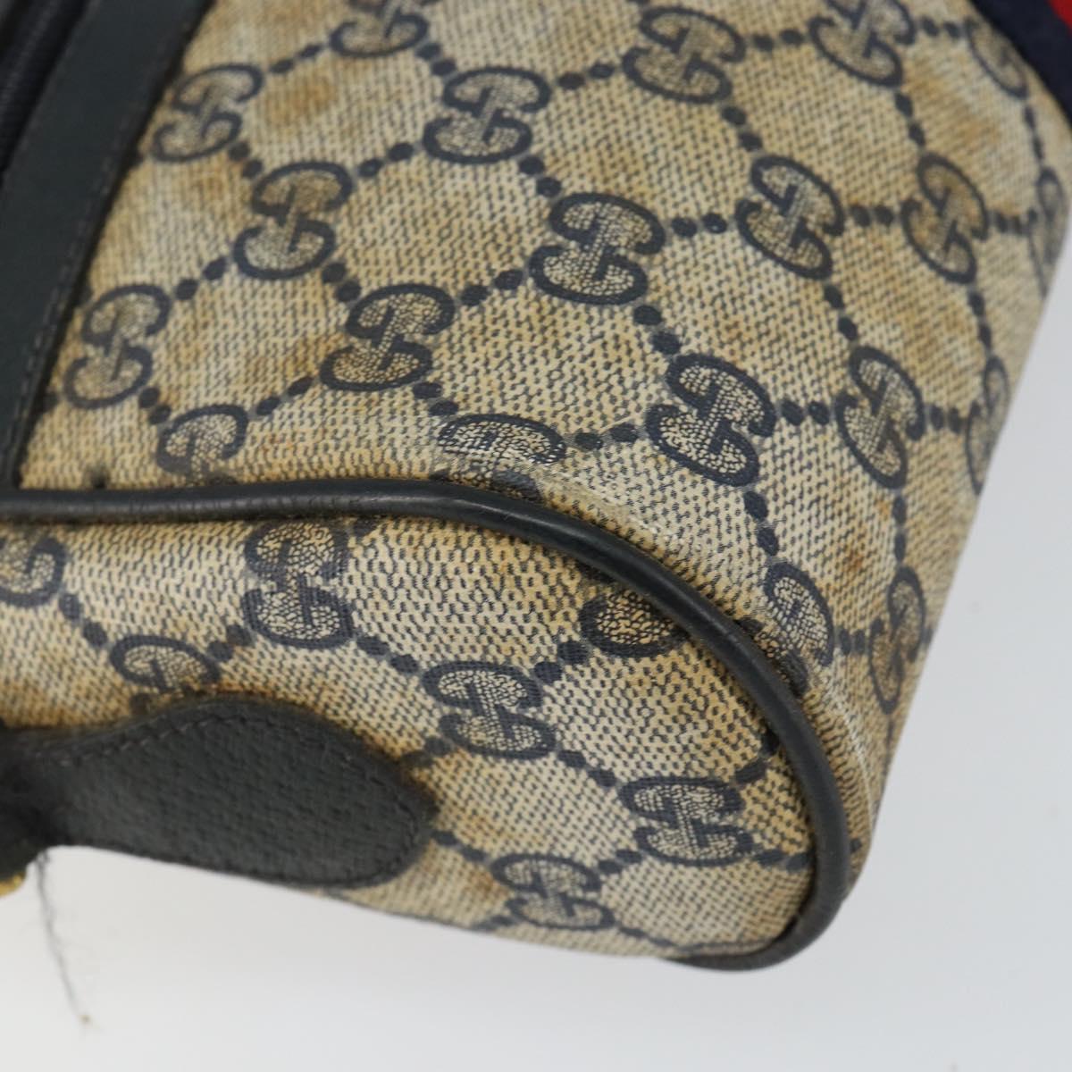 GUCCI GG Supreme Sherry Line Shoulder Bag PVC Navy Gold 68 02 004 Auth 152148