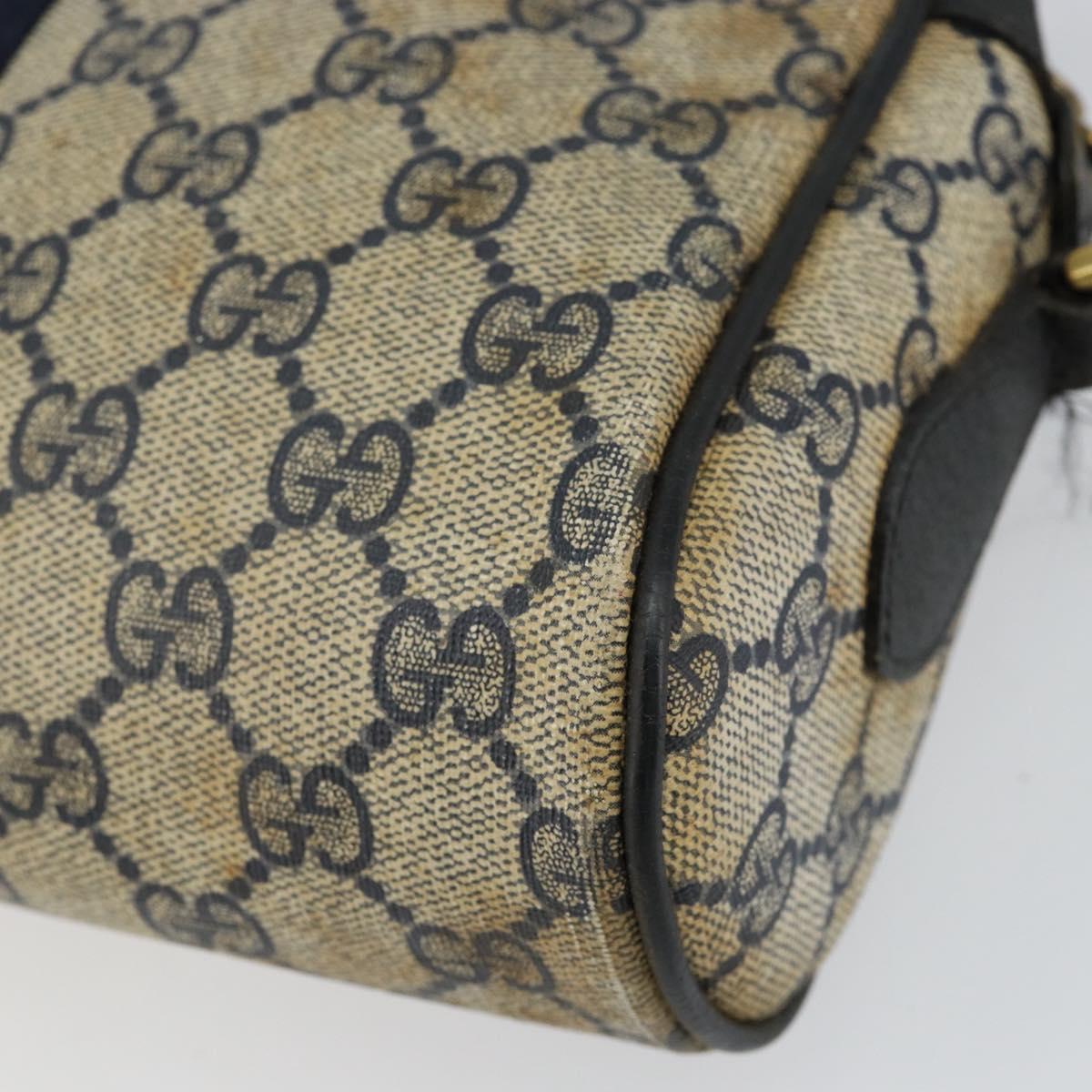 GUCCI GG Supreme Sherry Line Shoulder Bag PVC Navy Gold 68 02 004 Auth 152148