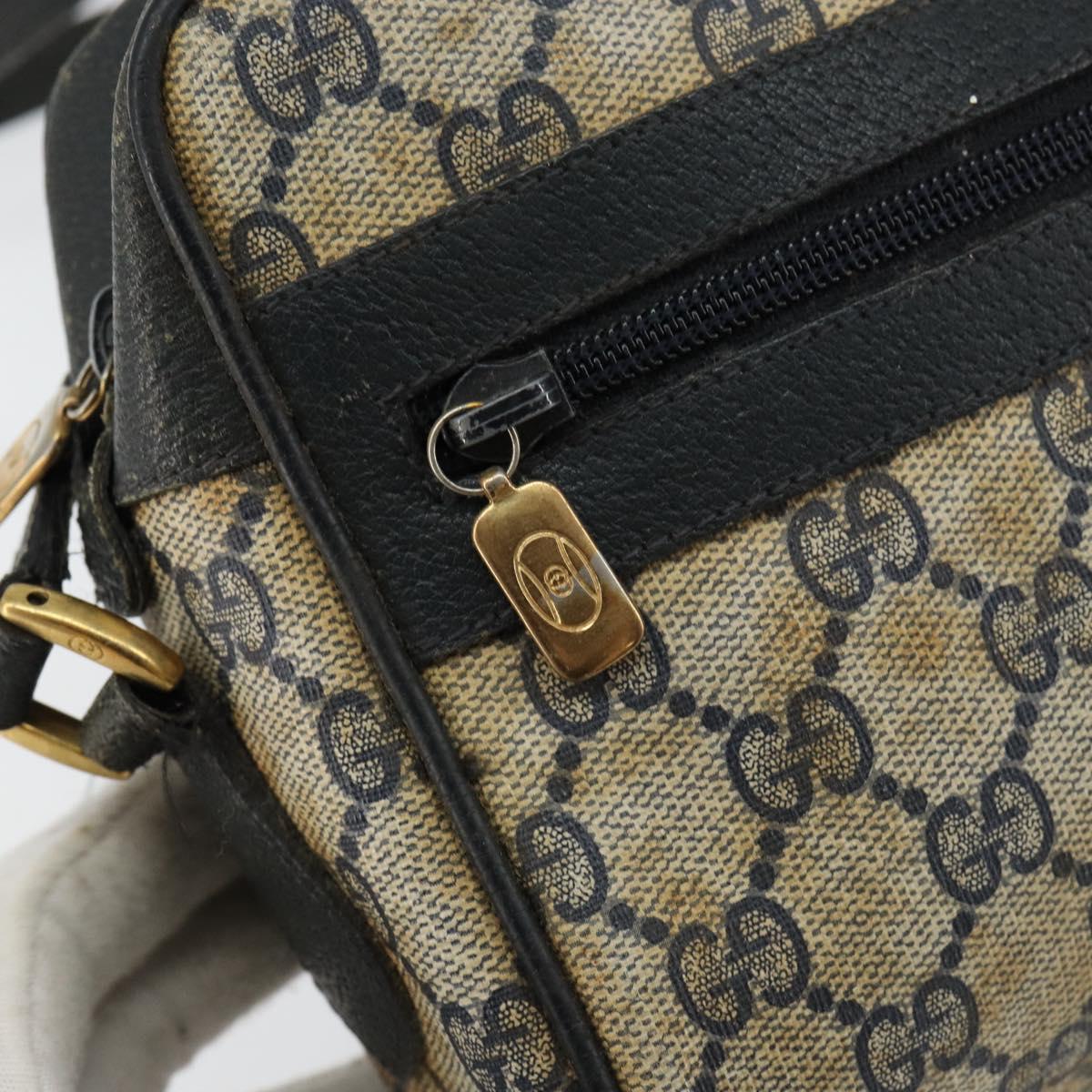 GUCCI GG Supreme Sherry Line Shoulder Bag PVC Navy Gold 68 02 004 Auth 152148