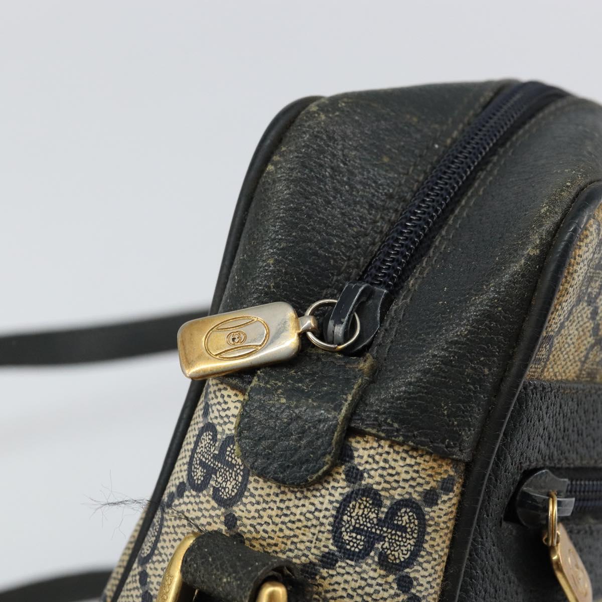 GUCCI GG Supreme Sherry Line Shoulder Bag PVC Navy Gold 68 02 004 Auth 152148