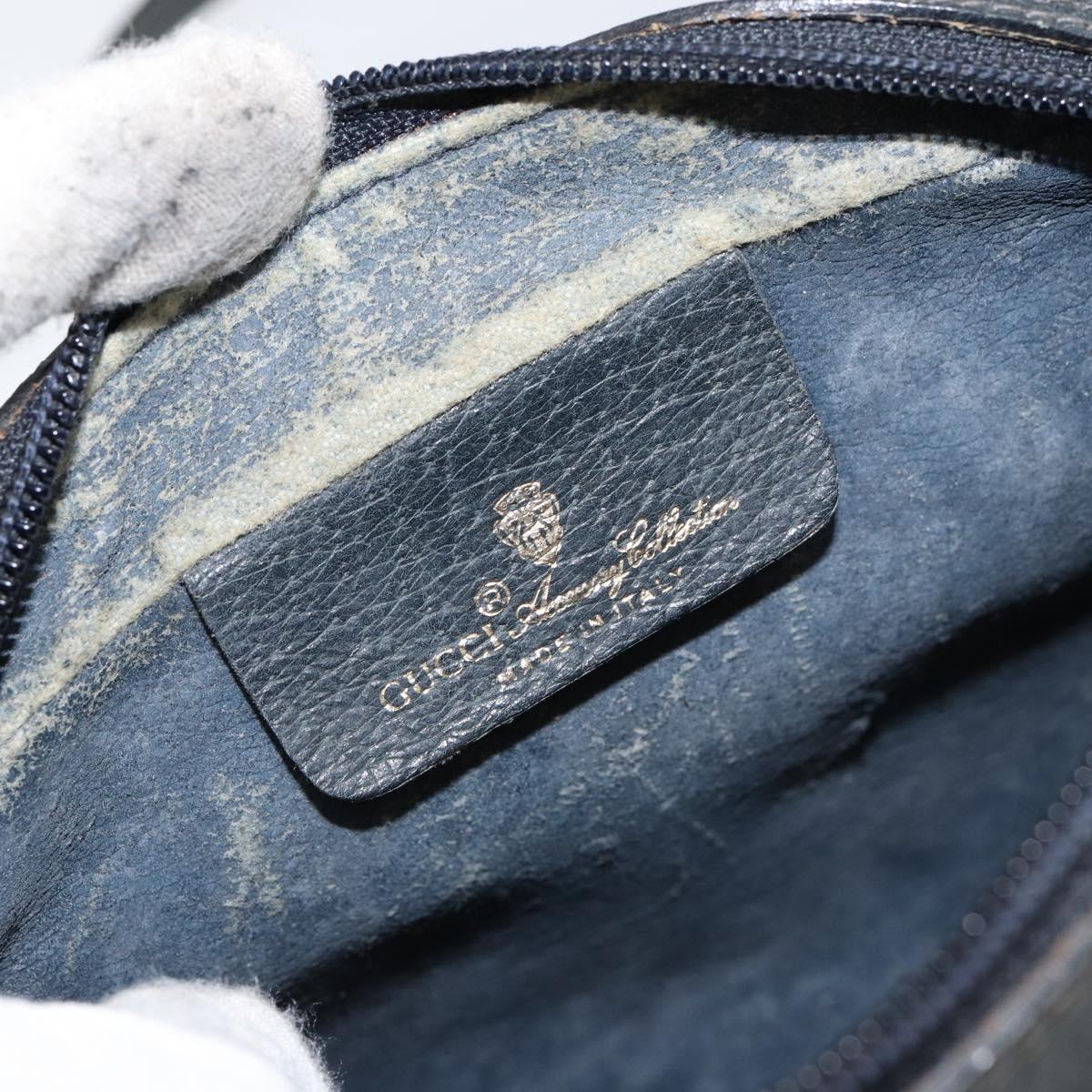 GUCCI GG Supreme Sherry Line Shoulder Bag PVC Navy Gold 68 02 004 Auth 152148