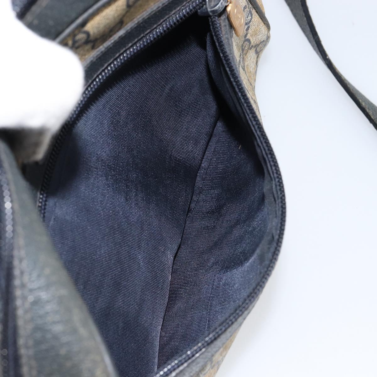 GUCCI GG Supreme Sherry Line Shoulder Bag PVC Navy Gold 68 02 004 Auth 152148