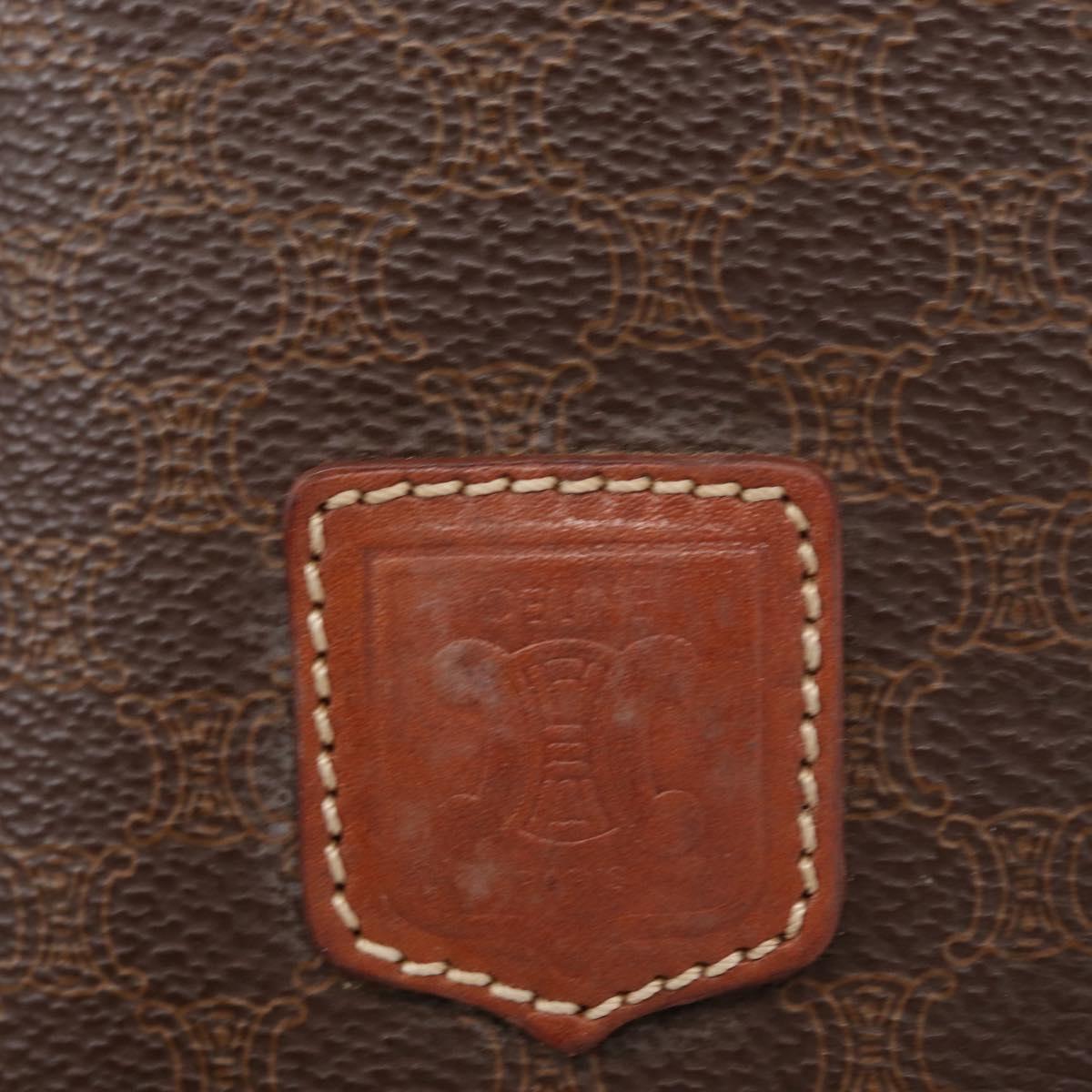 CELINE Macadam Canvas Tote Bag PVC Brown Gold Auth 152149