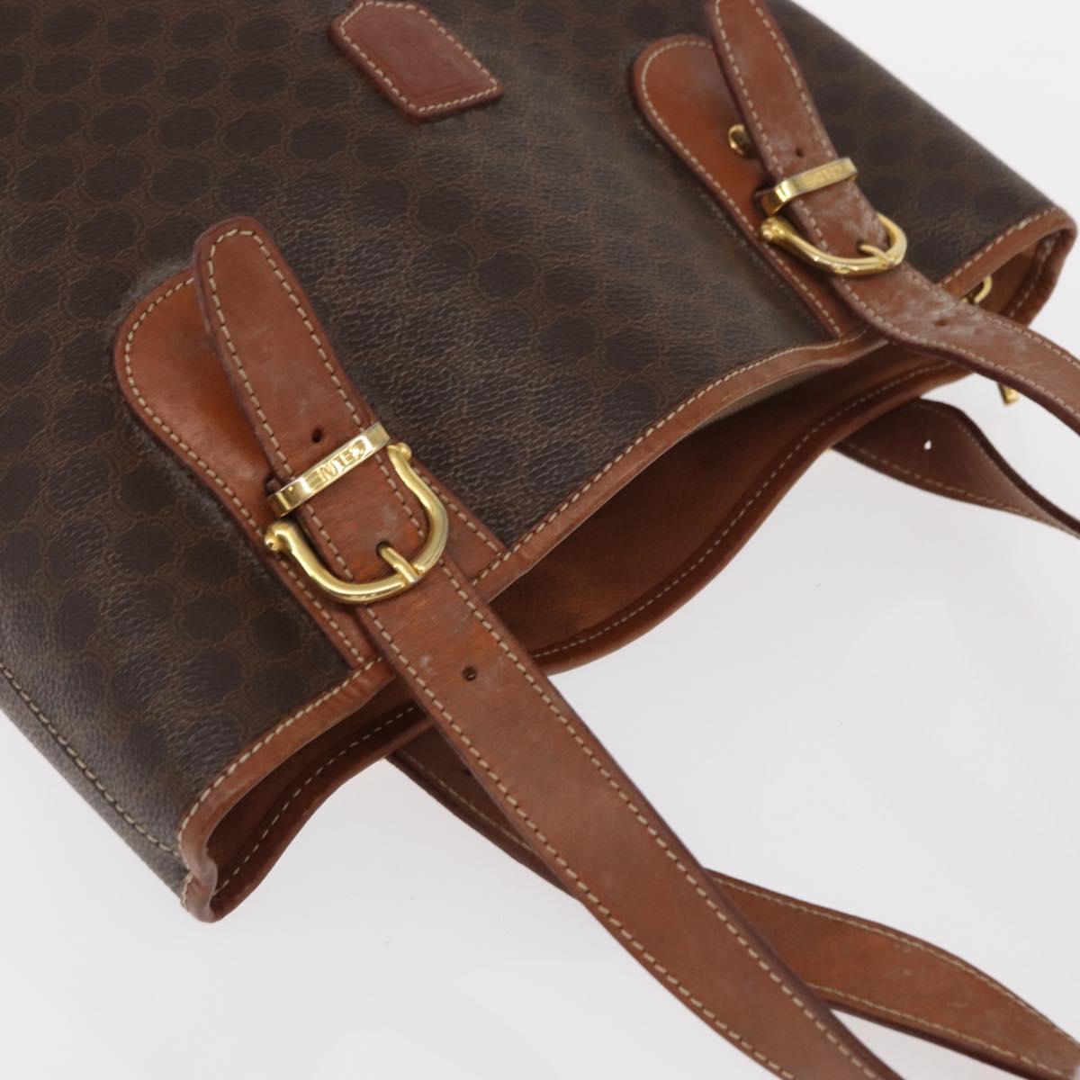 CELINE Macadam Canvas Tote Bag PVC Brown Gold Auth 152149
