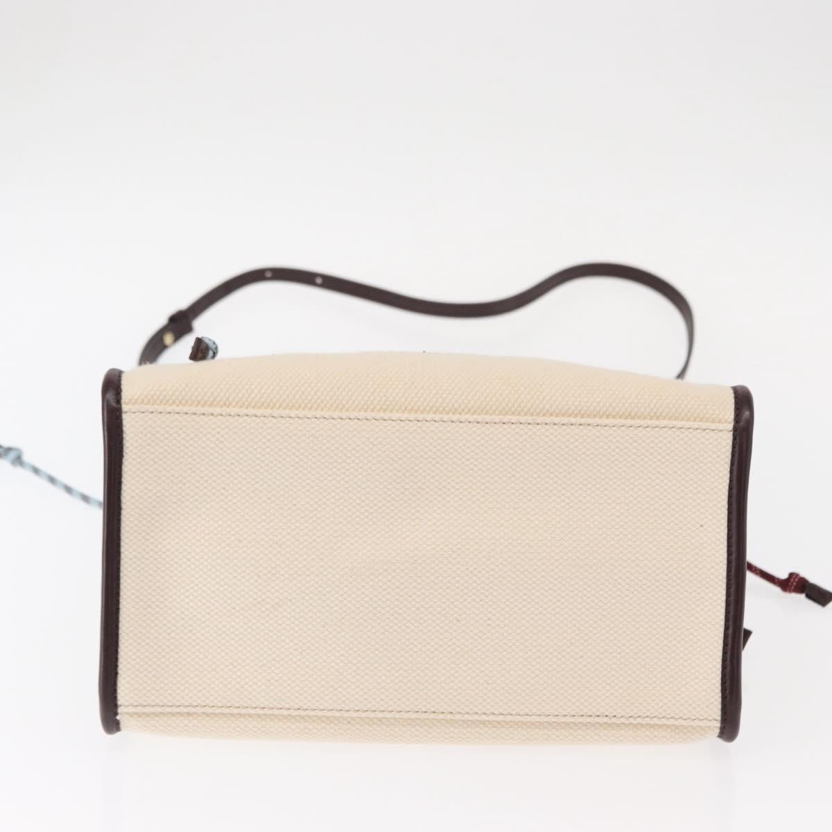 ETRO Tote Bag Canvas 2way White Gold Auth 152152