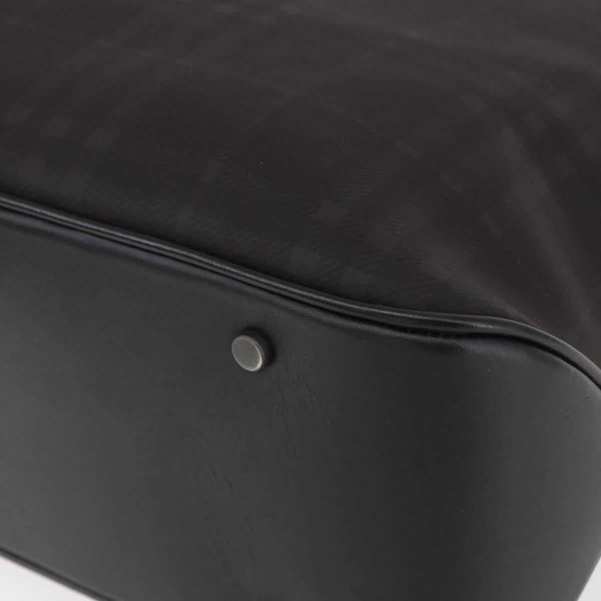 BURBERRY Nova Check Hand Bag PVC Brown Silver Auth 152155