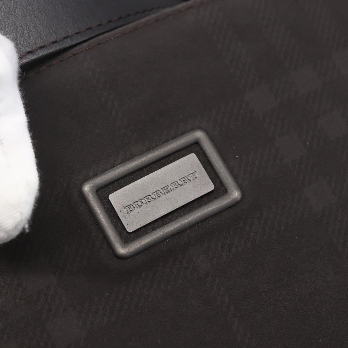 BURBERRY Nova Check Hand Bag PVC Brown Silver Auth 152155