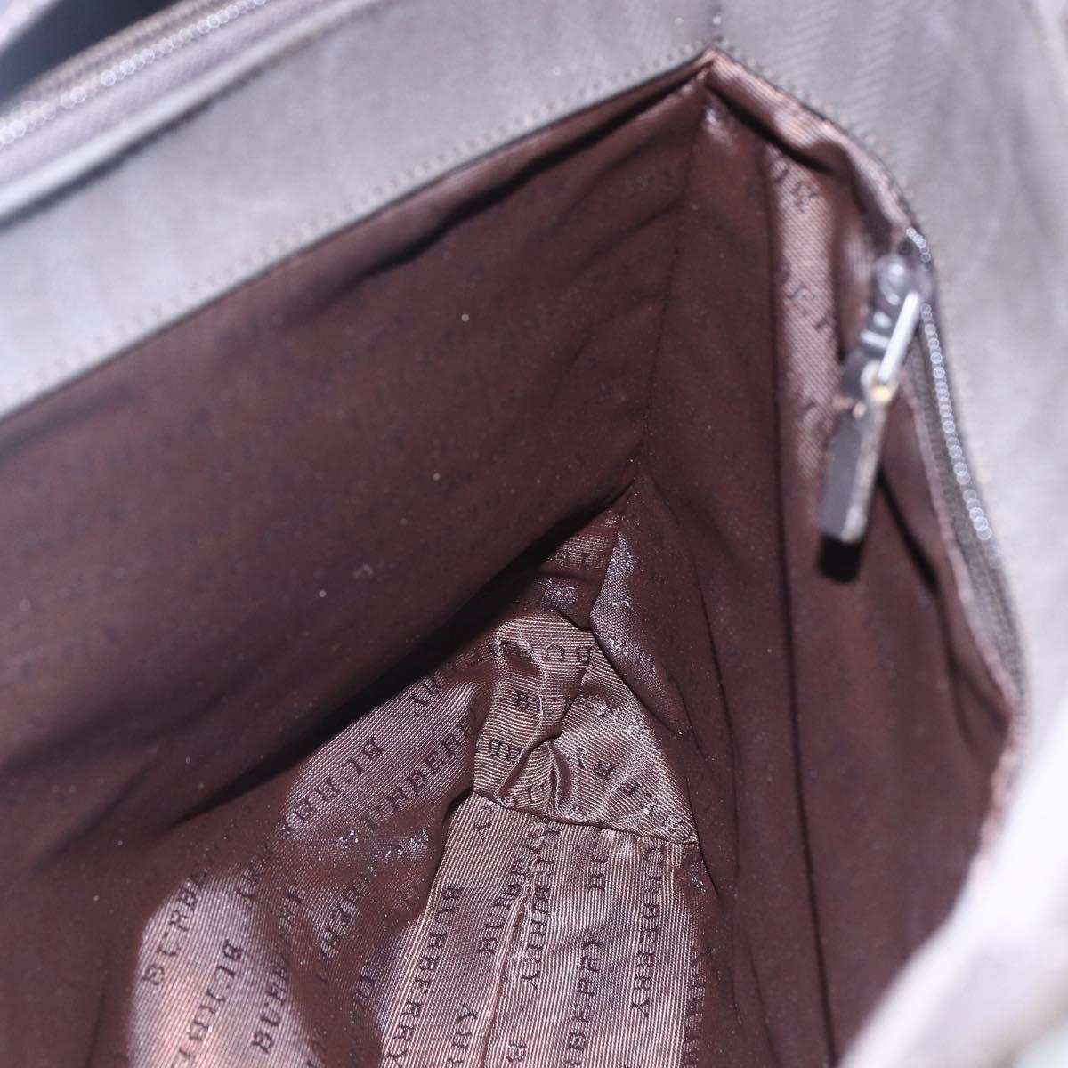 BURBERRY Nova Check Hand Bag PVC Brown Silver Auth 152155