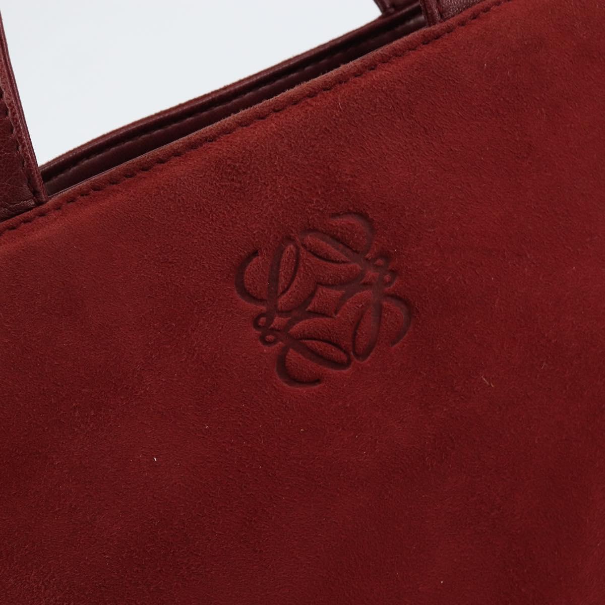 LOEWE Anagram Tote Bag Suede Gold Red Auth 152156