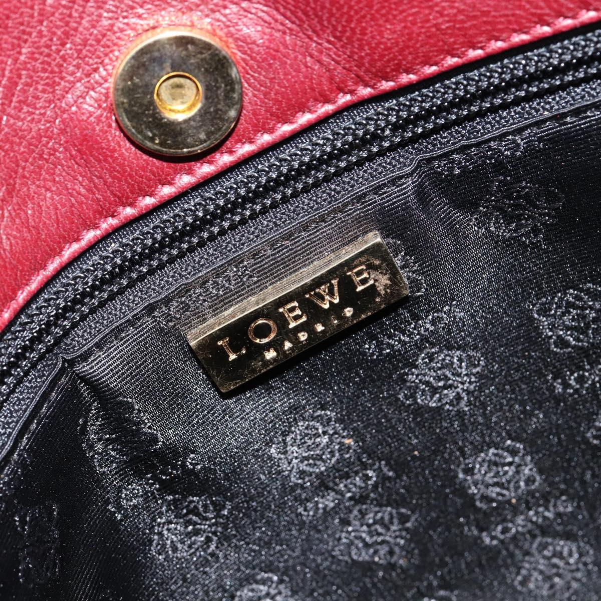 LOEWE Anagram Tote Bag Suede Gold Red Auth 152156