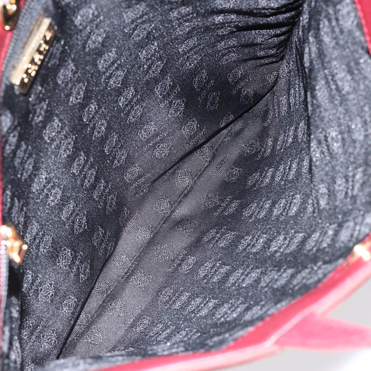 LOEWE Anagram Tote Bag Suede Gold Red Auth 152156