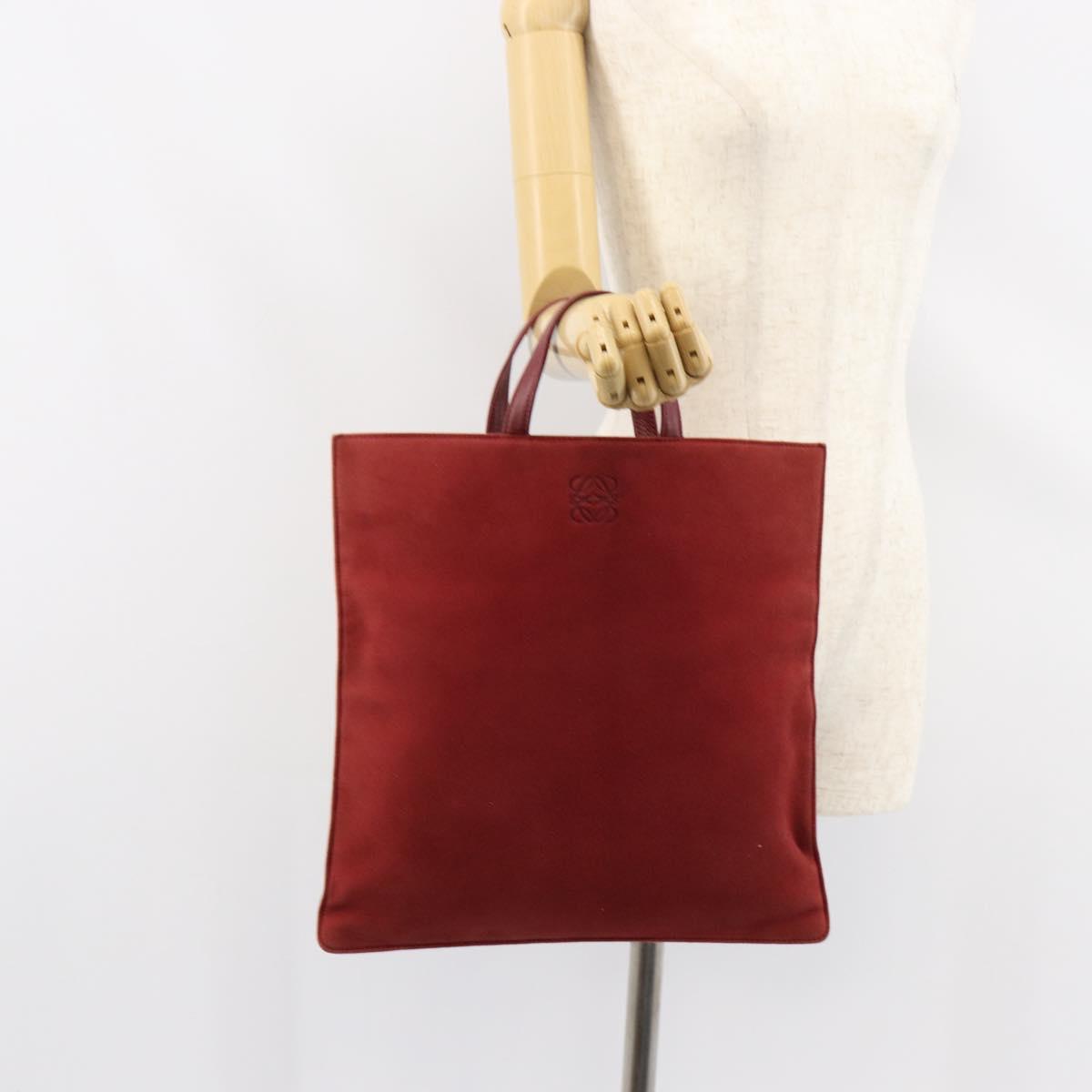 LOEWE Anagram Tote Bag Suede Gold Red Auth 152156