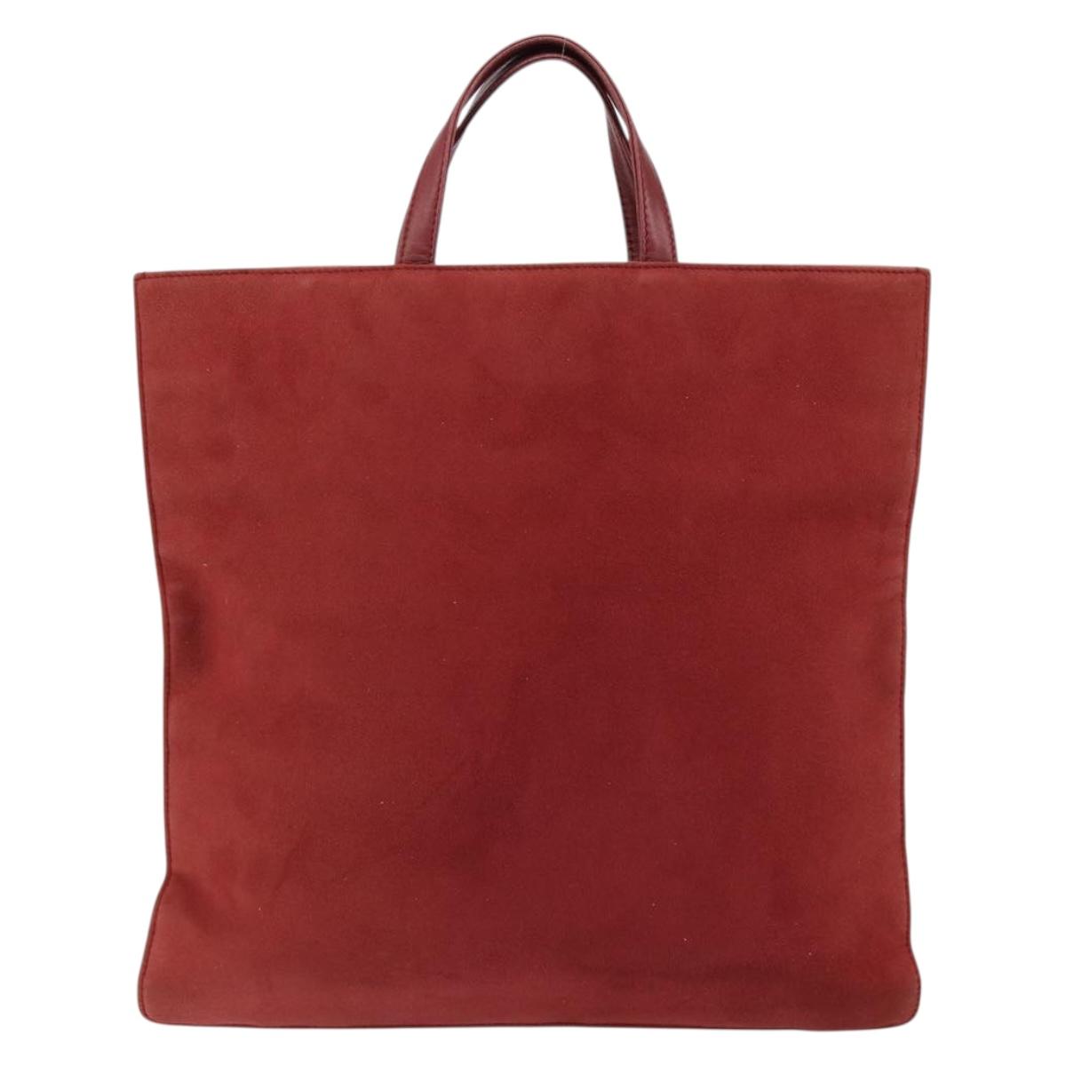 LOEWE Anagram Tote Bag Suede Gold Red Auth 152156