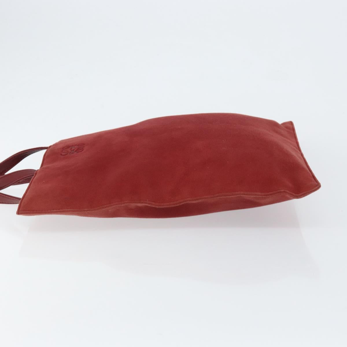 LOEWE Anagram Tote Bag Suede Gold Red Auth 152156