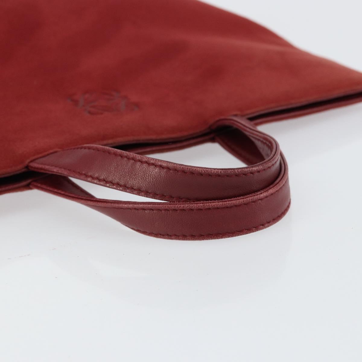 LOEWE Anagram Tote Bag Suede Gold Red Auth 152156