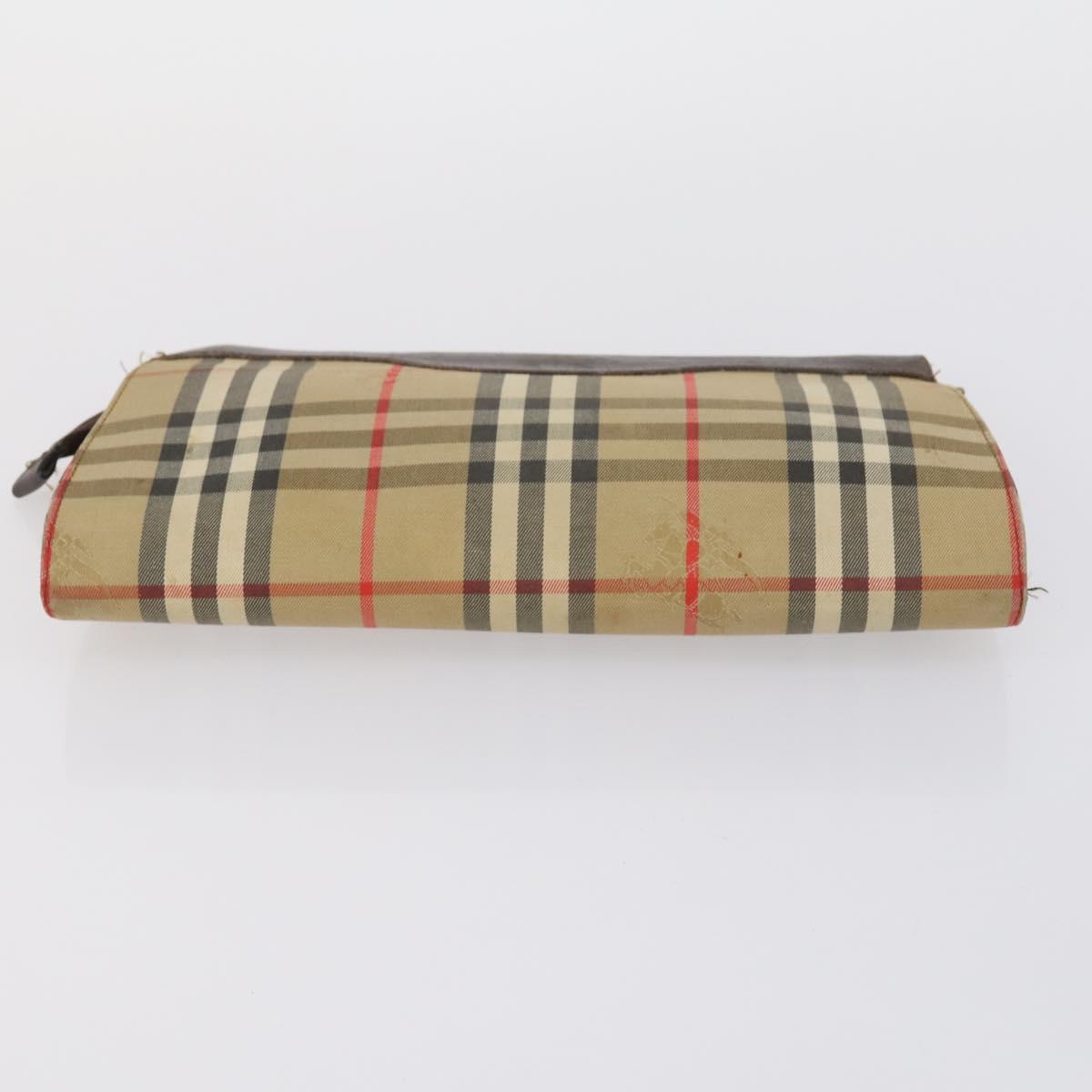 BURBERRY Nova Check Clutch Bag Canvas 2 Set Beige Auth 152161