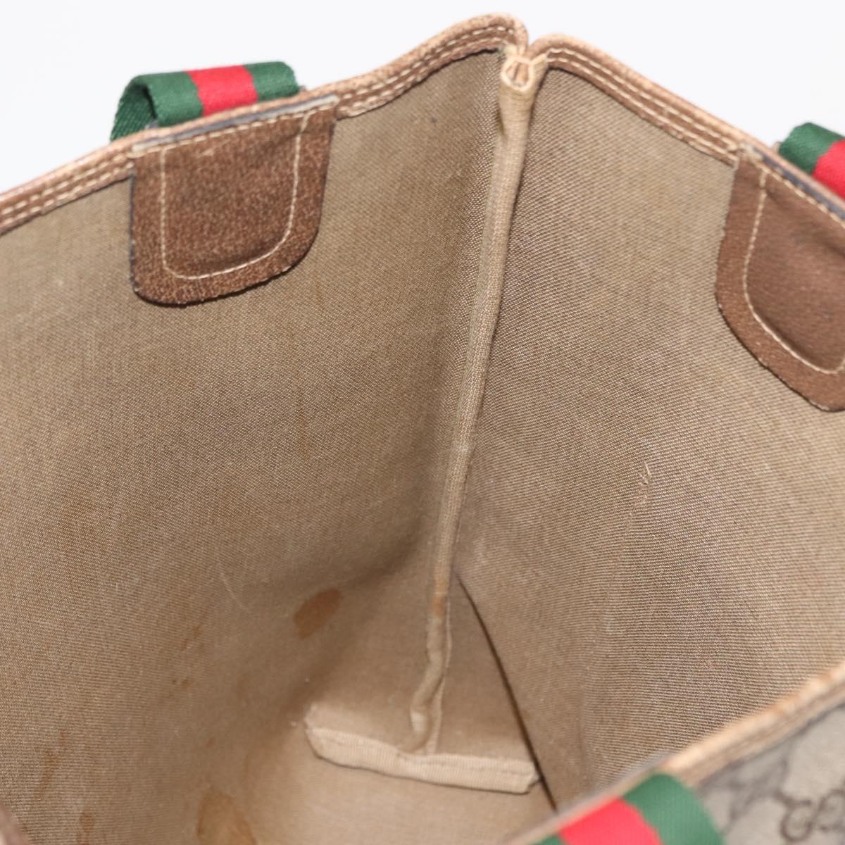 GUCCI GG Supreme Web Sherry Line Tote Bag PVC Beige 39 02 003 Auth 152169