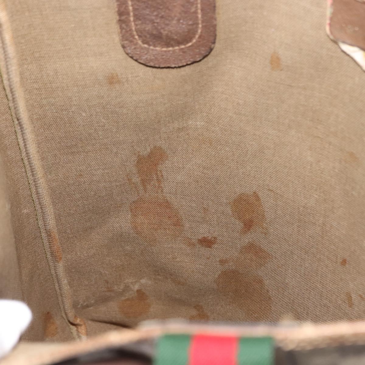 GUCCI GG Supreme Web Sherry Line Tote Bag PVC Beige 39 02 003 Auth 152169