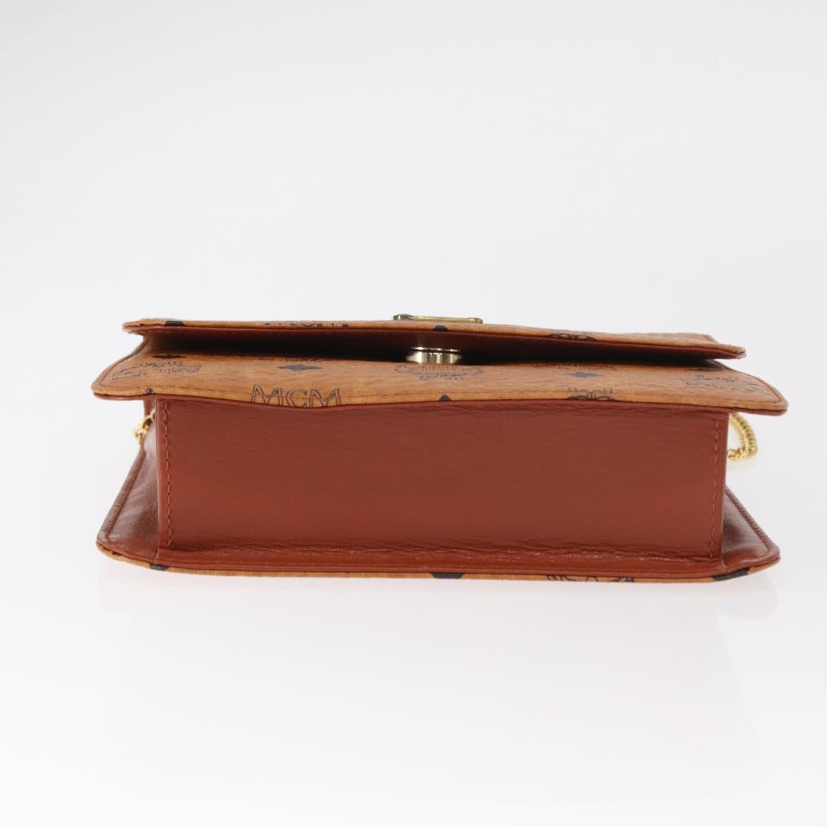 MCM Logogram Vicetos Shoulder Bag PVC Leather Brown Gold Auth 152173A