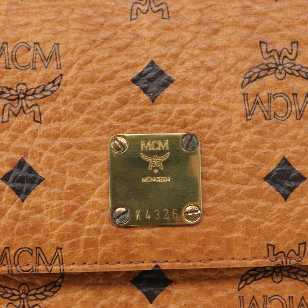 MCM Logogram Vicetos Shoulder Bag PVC Leather Brown Gold Auth 152173