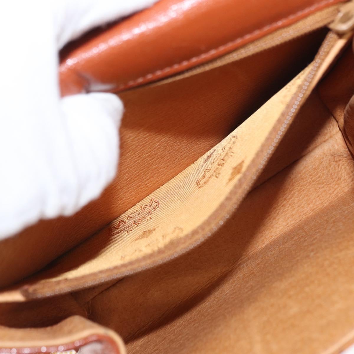 MCM Logogram Vicetos Shoulder Bag PVC Leather Brown Gold Auth 152173