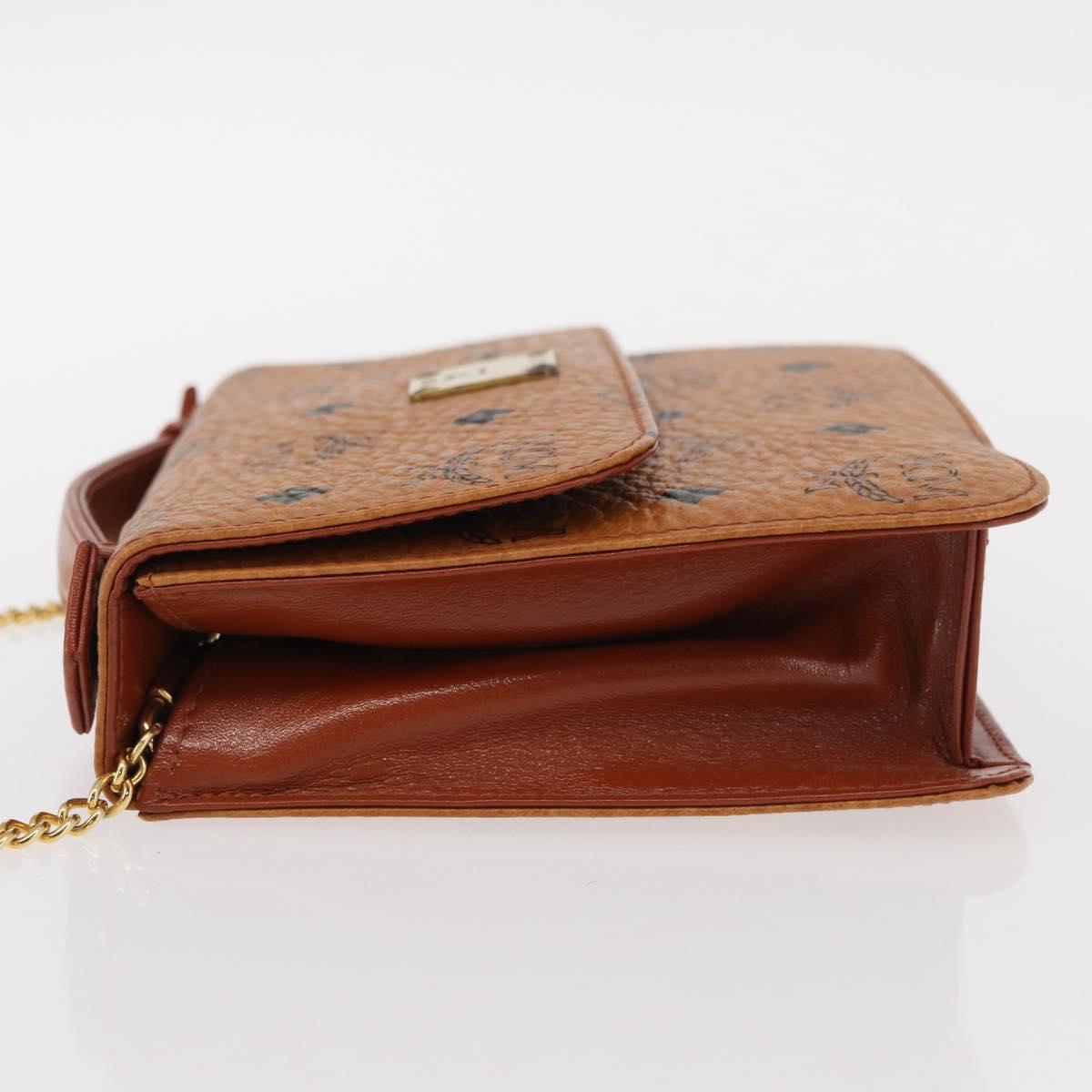 MCM Logogram Vicetos Shoulder Bag PVC Leather Brown Gold Auth 152173