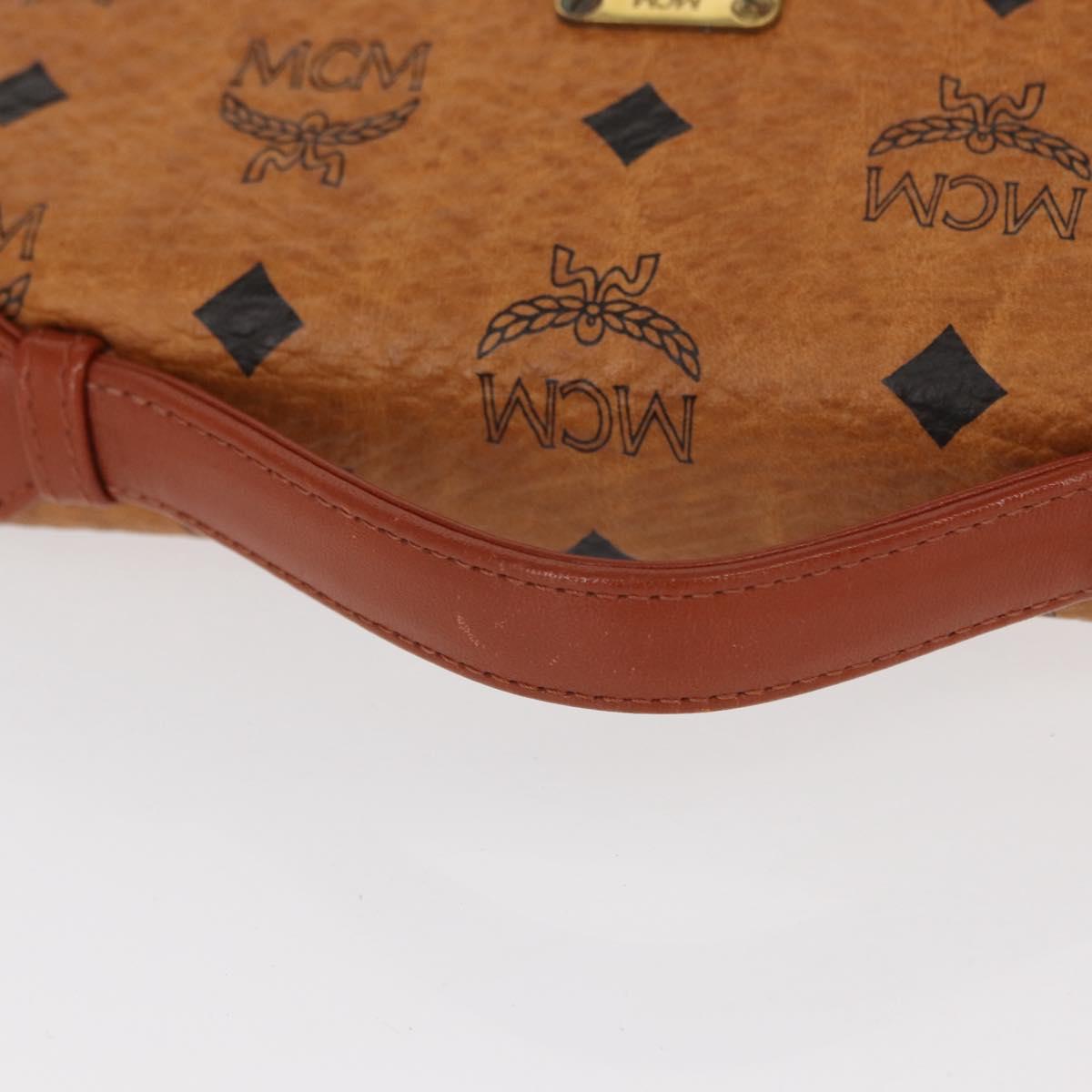 MCM Logogram Vicetos Shoulder Bag PVC Leather Brown Gold Auth 152173