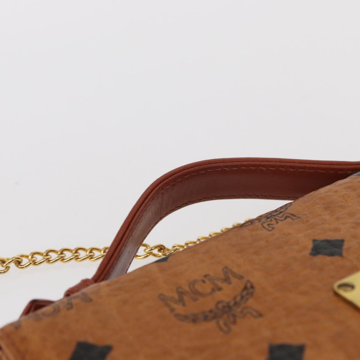 MCM Logogram Vicetos Shoulder Bag PVC Leather Brown Gold Auth 152173