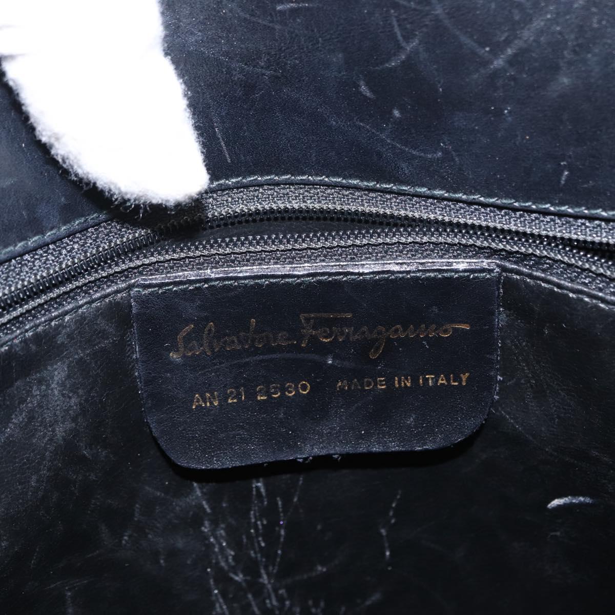 Salvatore Ferragamo Shoulder Bag Leather Gold Black Auth 152176