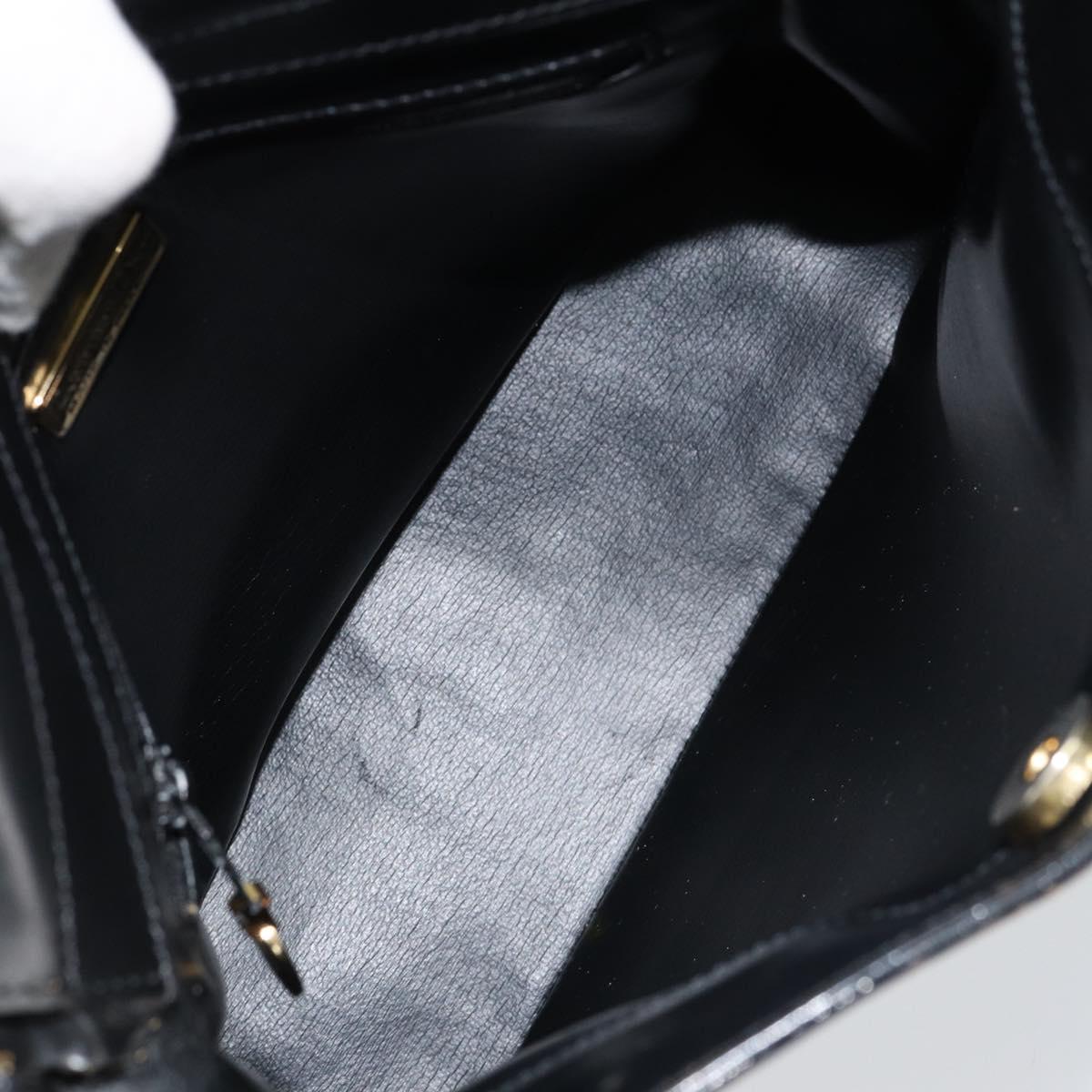 Christian Dior Shoulder Bag Leather Black Gold Auth 152185