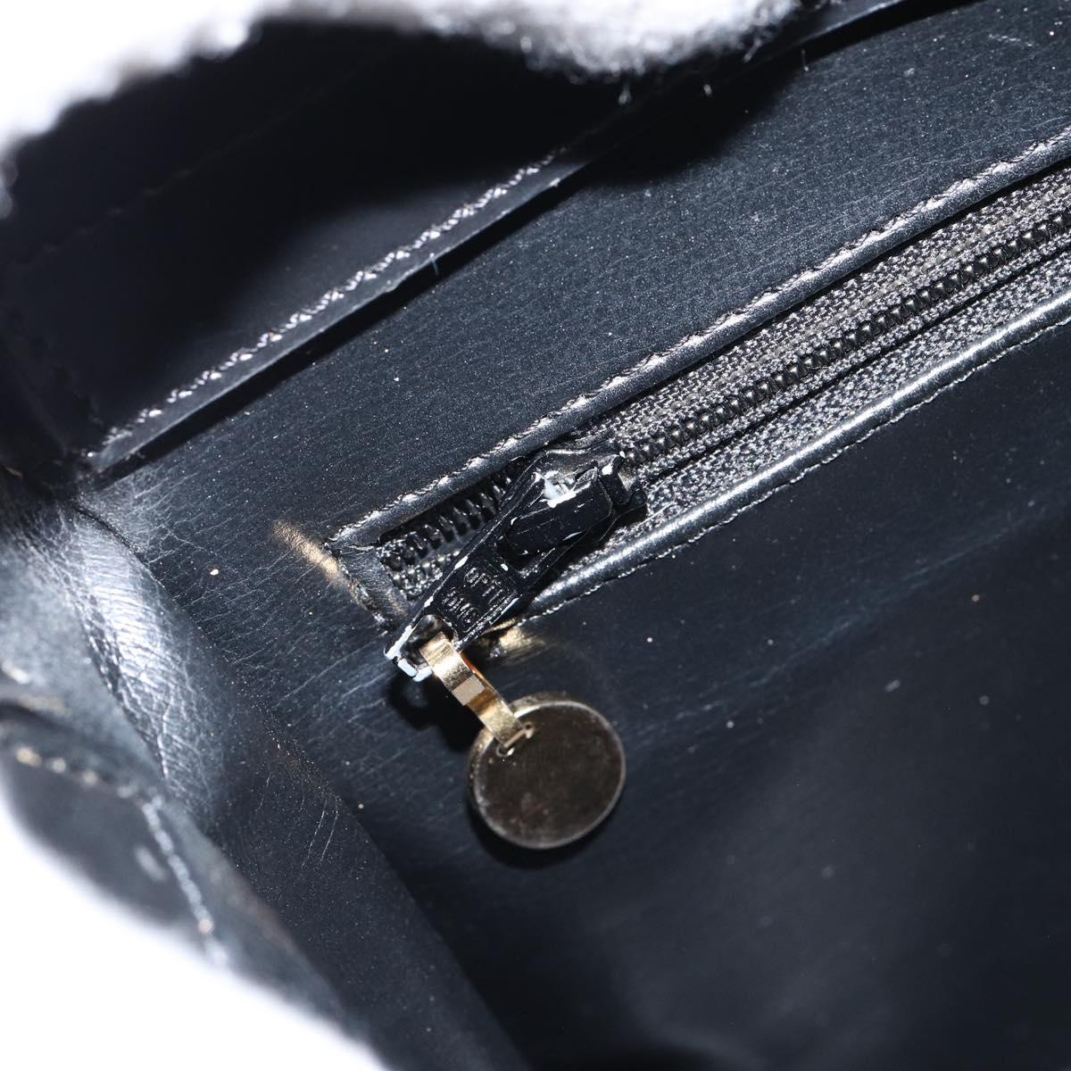 Christian Dior Shoulder Bag Leather Black Gold Auth 152185