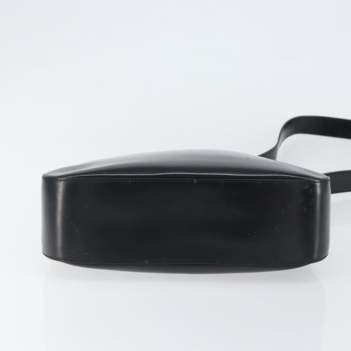 Christian Dior Shoulder Bag Leather Black Gold Auth 152185