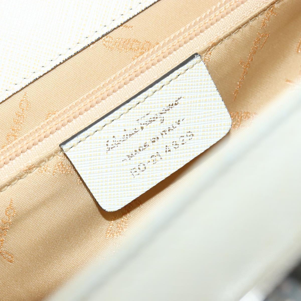 Salvatore Ferragamo Hand Bag Leather White Silver Auth 152186