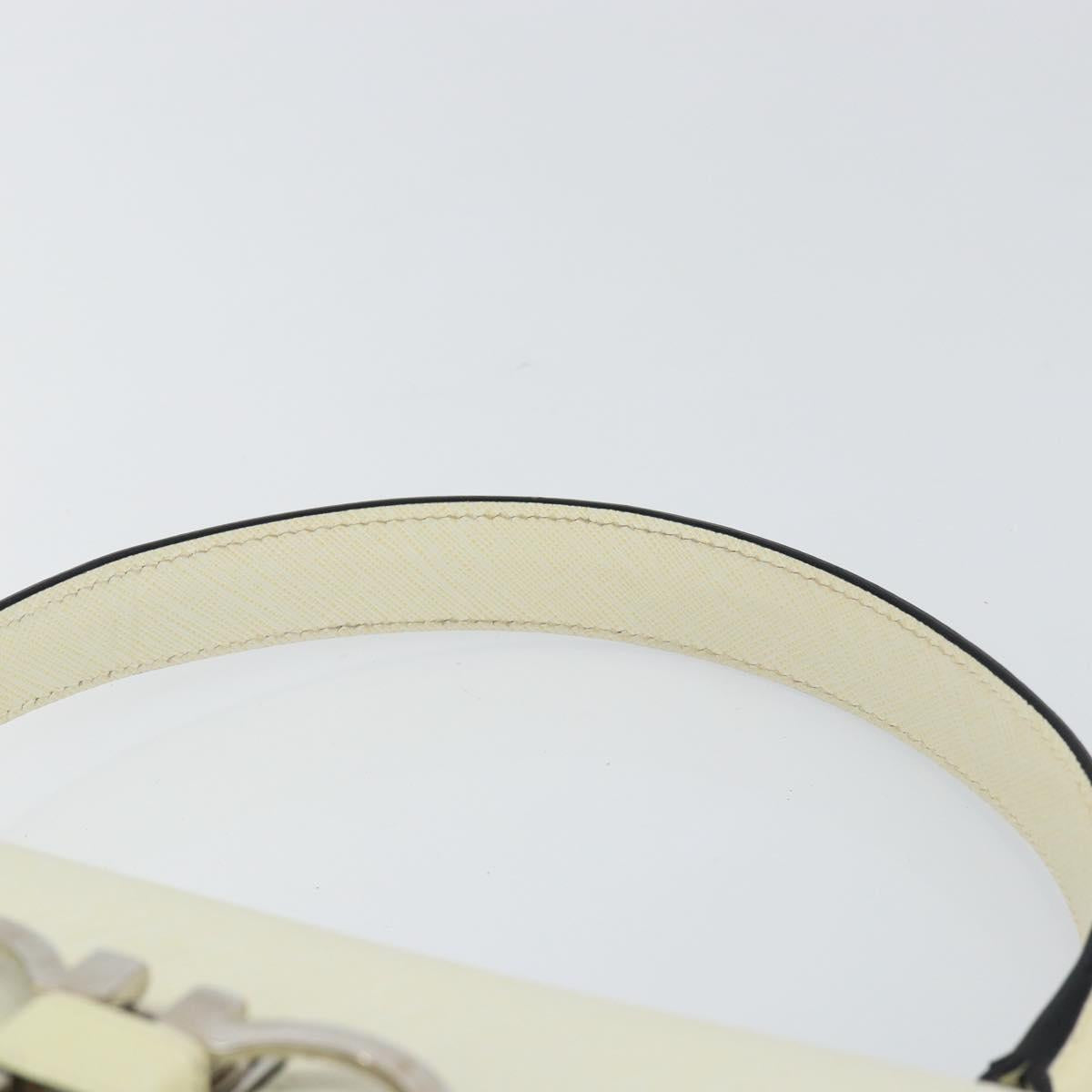 Salvatore Ferragamo Hand Bag Leather White Silver Auth 152186